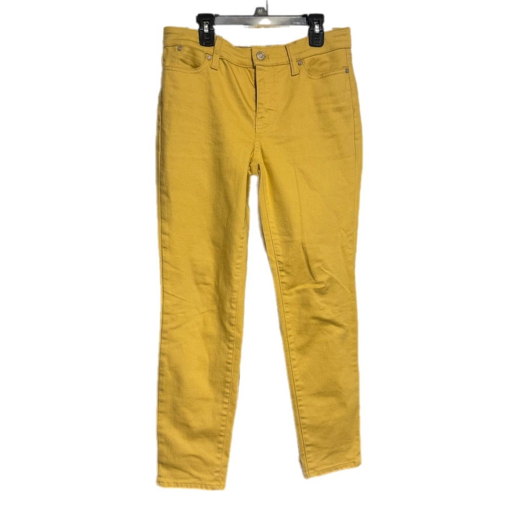 Talbots Slim Ankle Pants Women 4P Yellow Excellent Flawless 5Pocket Cotton Blend